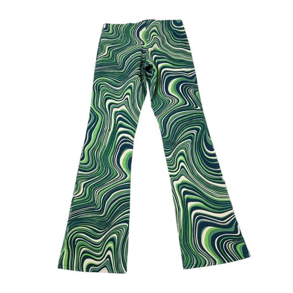 Motel Rocks Coban Trouser Ripple Retro Bootcut Low Rise Low Waist Pants Green XS - Picture 4 of 12
